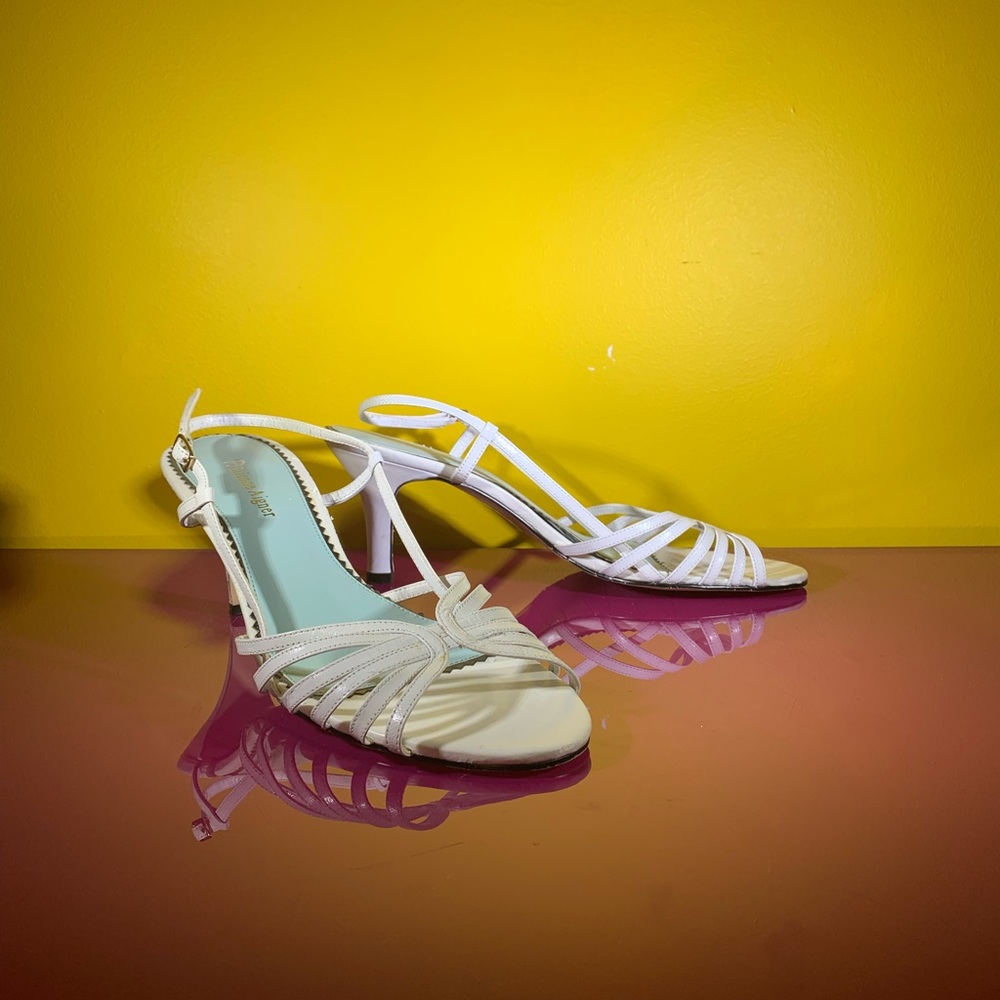 Etienne Aigner white leather strappy sandals